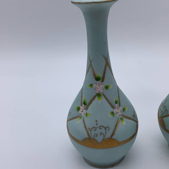 Pair Of MCM Victorian Style Hand Painted LENWILE CHINA Vases ARDALT JAPAN #6847A - Picture 6 of 12